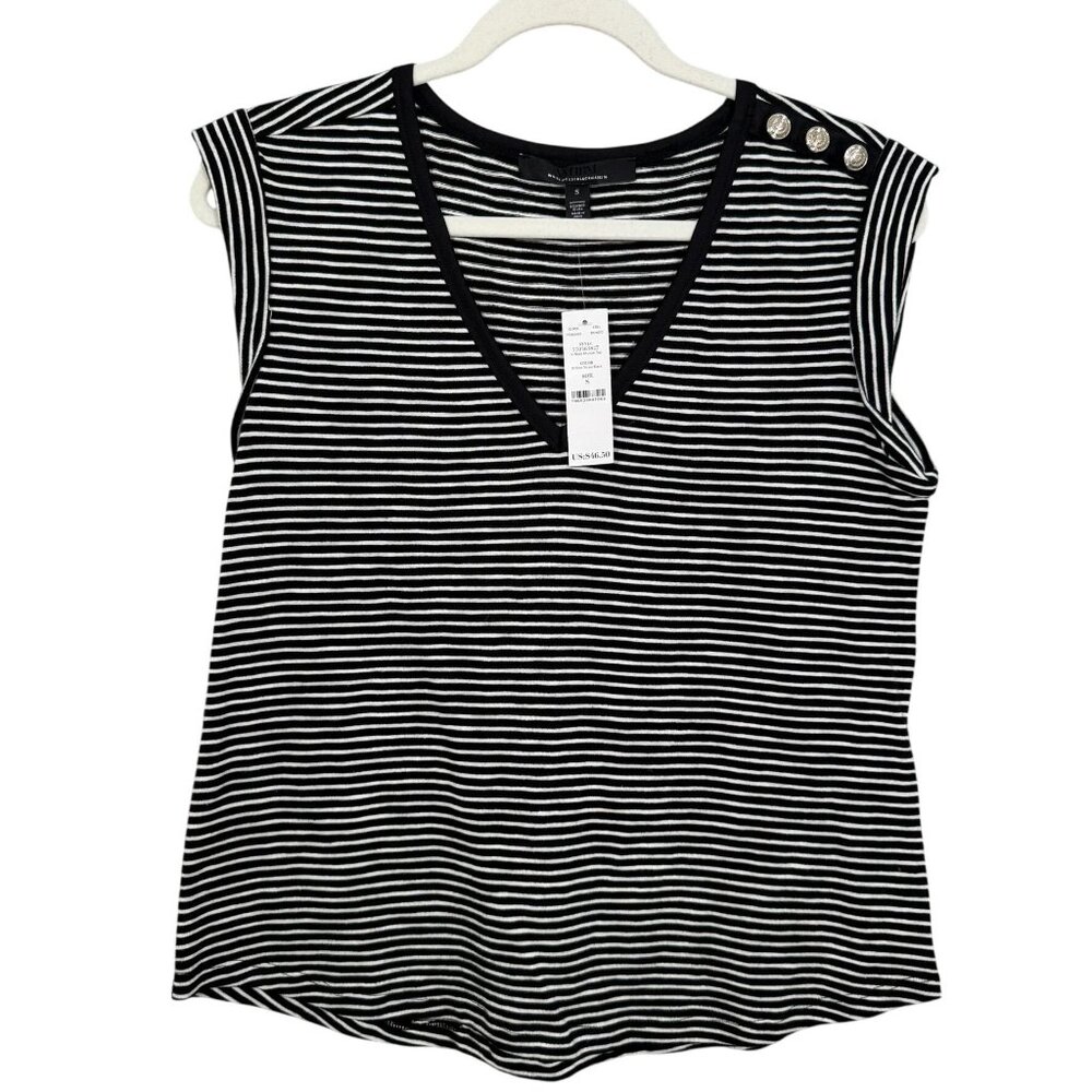 WHBM Black & White Stripe Muscle Tee | NWT | Size Small | Willow Stripe